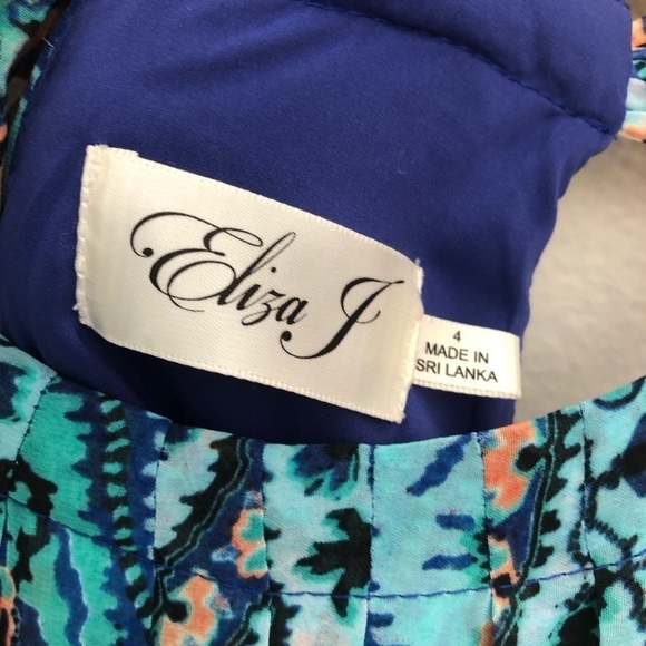 Eliza J. Chiffon Teal Multi Halter Dress - Picture 8 of 16